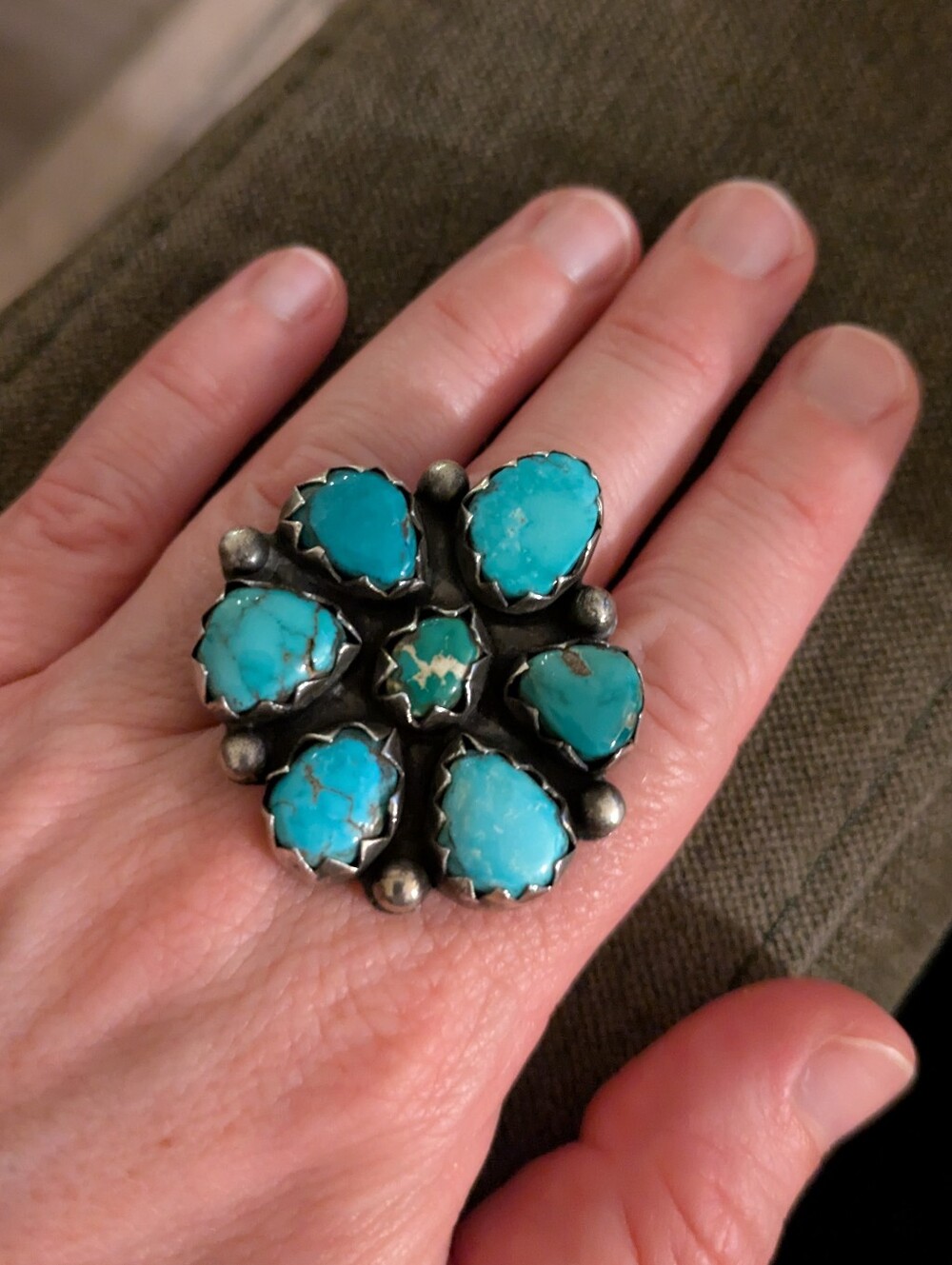 Turquoise Cluster Statement Ring - Royston